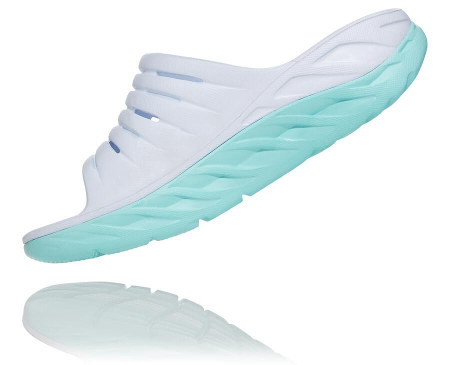 Hoka One One Womens Slide - ORA Recovery - White/Blue - SMQX95360